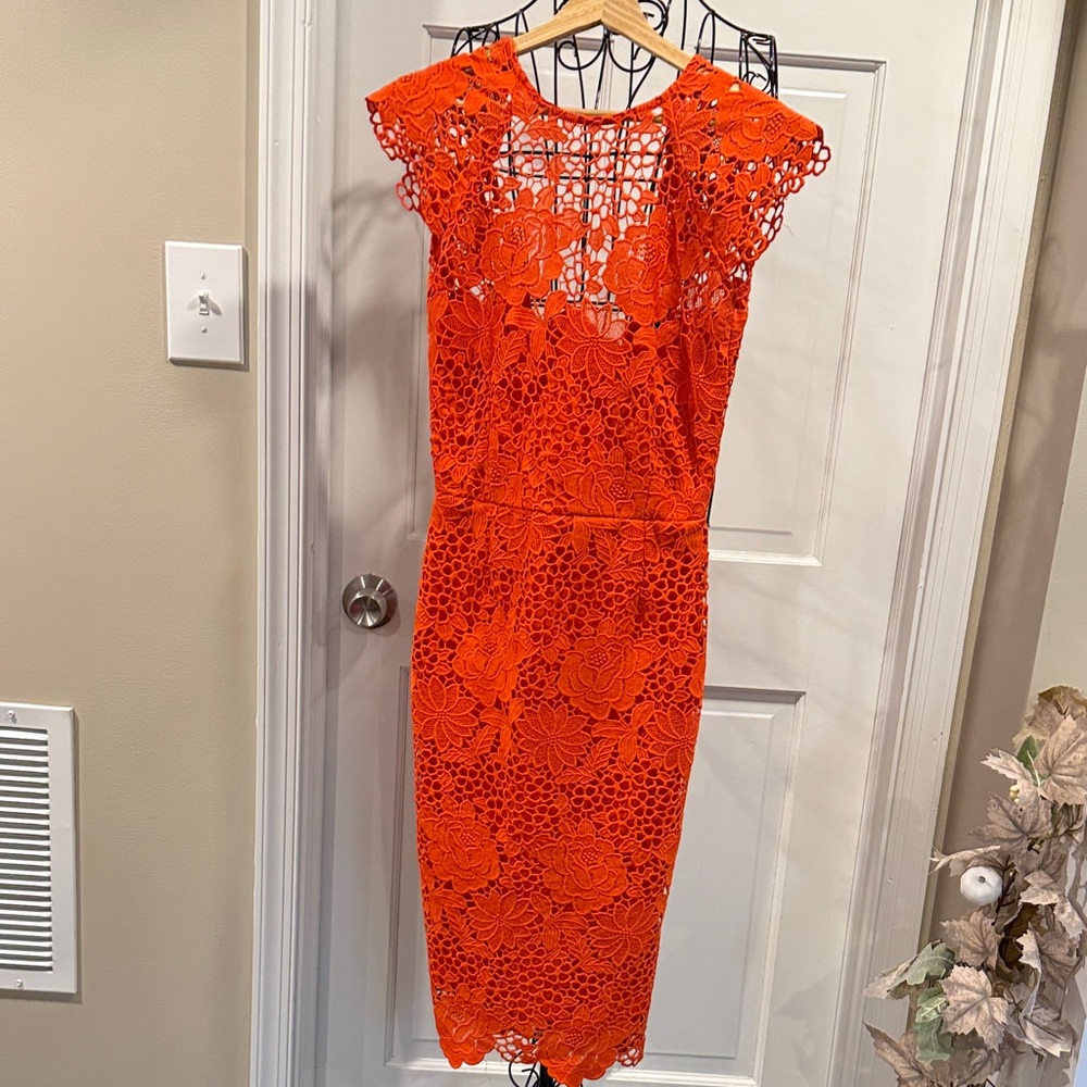 Elegant Orange Lace Dress